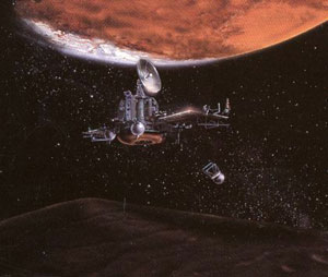 Artiestenimpressie van het Phobos ruimtetuig.