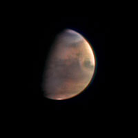 Mars, gezien van op 5 miljoen km